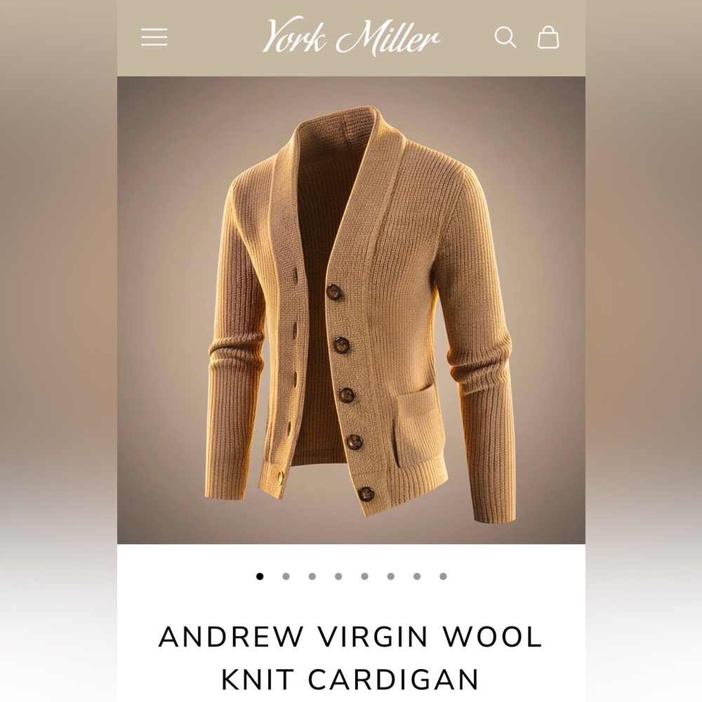 York Miller Men's Tan Cardigan Sweater